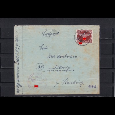 Feldpost MiNr. 10A auf Brief nach Flensburg 1945, FPNr. 08033A
